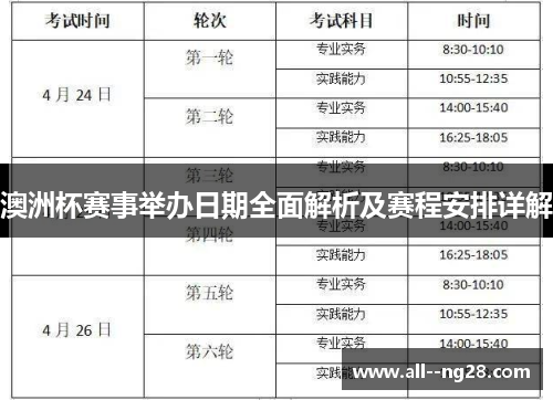 澳洲杯赛事举办日期全面解析及赛程安排详解