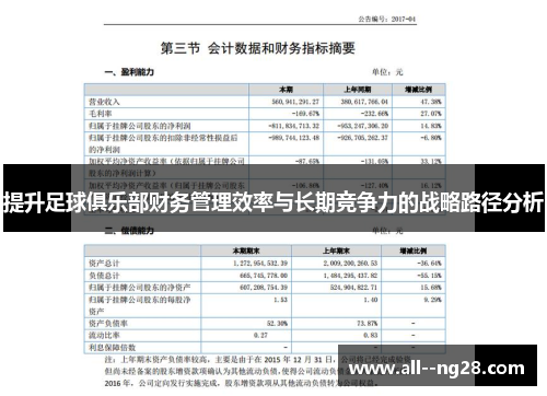 提升足球俱乐部财务管理效率与长期竞争力的战略路径分析